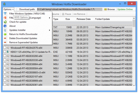 WHDownloader 0.2.2 / Windows Hotfix Downloader 1.1.8.5