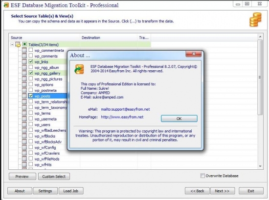 ESF Database Migration Toolkit Pro 8.2.07