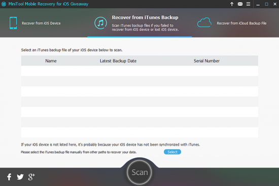 MiniTool Mobile Recovery for iOS 1.1.0.1 / 1.2.0.1 Free